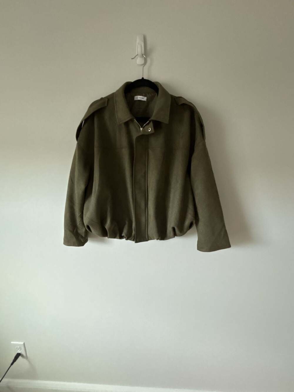 Cicy Bell Army Green Faux Suede Bomber Jacket
